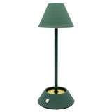 Rechargeable LED Table Lamp with Cone Shade 10x10x28cm - Matt Green