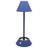 Rechargeable LED Table Lamp with Cone Shade 10x10x28cm - Matt Blue