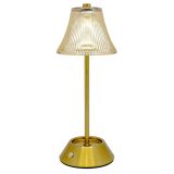 Rechargeable LED Table Lamp with Fluted Glass Shade 11x11x28cm