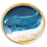 Round Bamboo Resin Serving Tray Ocean Vibes 41x41x5cm