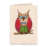 Wooden Greeting Card Owlet 11x16cm