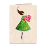 Wooden Greeting Card Flowers 11x16cm