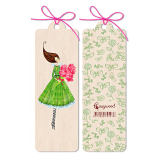 Wooden Bookmark Flowers 4.5x14cm