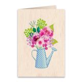 Wooden Greeting Card Watering Can 11x16cm