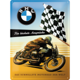 Nostalgic-Art Large Sign BMW Motorcycle Flag/Brown/Blue 30x40x0.5cm