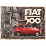 Nostalgic-Art Large Sign Fiat 500 Red Car 30x40x0.5cm