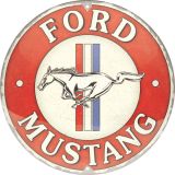 Nostalgic-Art Round Tin Sign Ford Mustang - 3 Stripes Red 35x35x0.5cm