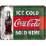 Nostalgic-Art Small Sign Coca-Cola - Vintage Evergreen - Ice Cold Bottle 15x20x0.3cm