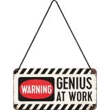 Nostalgic-Art Hanging Sign Genius at work 20x10x0.2cm