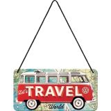 Nostalgic-Art Hanging Sign VW Bulli - Travel the World 20x10x0.2cm