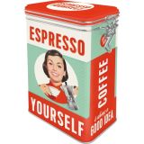 Nostalgic-Art Clip Top Storage Tin Espresso Yourself 7.5x11x17.5cm