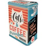 Nostalgic-Art Clip Top Storage Tin Cats & Coffee 7.5x11x17.5cm