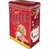 Nostalgic-Art Clip Top Storage Tin Hot Coffee Now 7.5x11x17.5cm