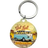 Nostalgic-Art Keyring Round VW Bulli - Let's Get Lost 7.5x4x0.3cm