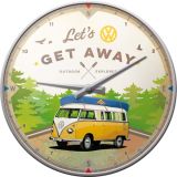 Nostalgic-Art Wall Clock VW Bulli - Let's Get Away 30cm 