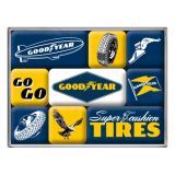 Nostalgic-Art 9pc Magnet Set Goodyear Logos 7x9.3x2cm