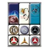 Nostalgic-Art 9pc Magnet Set Mercedes-Benz Logo Evolution 7x9.3x2cm