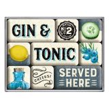 Nostalgic-Art 9pc Magnet Set Gin & Tonic Served Here 7x9.3x2cm