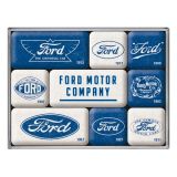Nostalgic-Art 9pc Magnet Set Ford Logo Evolution 7x9.3x2cm