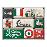 Nostalgic-Art 9pc Magnet Set Vespa Italian Legend 7x9.3x2cm