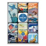 Nostalgic-Art 9pc Magnet Set Pan Am Travel The World Posters 7x9.3x2cm