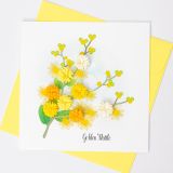 Quilled Greeting Card Golden Wattle 15x15cm