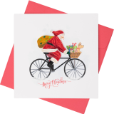 Quilled Greeting Card Santa on Bike 15x15cm