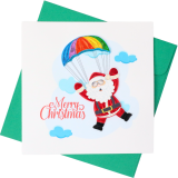 Quilled Greeting Card Santa with Parachute 15x15cm