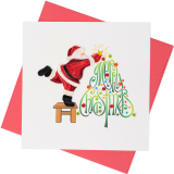 Quilled Greeting Card Santa & Christmas Tree 5x15cm