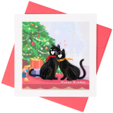 Quilled Greeting Card Christmas Cats Tree 15x15cm