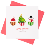 Quilled Greeting Card Christmas Cupcakes 15x15cm