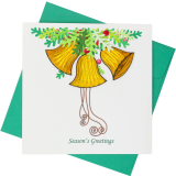 Quilled Greeting Card Season's Greetings Bells 15x15cm