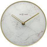 NeXtime Marble Table Clock 20cm - White and Gold