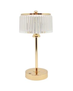 Rechargeable LED Table Lamp with Acrylic Flute Shade 14x14x29cm