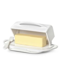 Butterie Flip-Top Butter Dish with Matching Spreader - White 23x14x8cm