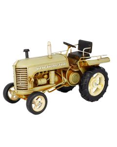 Olden Days Tractor Greige Metal Collectable - Cream 25x16x15.5cm