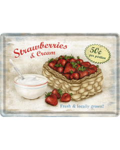 Nostalgic-Art Metal Card Strawberries and Cream 10x14x0.3cm