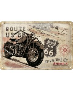 Nostalgic-Art Medium Sign Route 66 Bike Map 20x30x0.5cm