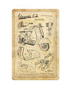 Nostalgic-Art Medium Sign Vespa - Parts Sketches 20x30x0.5cm