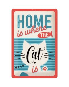 Nostalgic-Art Medium Sign Home is where the cat is 20x30x0.5cm