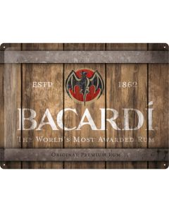 Nostalgic-Art Large Sign Bacardi - Wood Barrel Logo 30x40x0.5cm