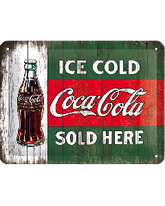 Nostalgic-Art Small Sign Coca-Cola - Vintage Evergreen - Ice Cold Bottle 15x20x0.3cm
