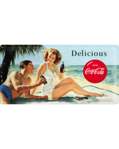 Nostalgic-Art Long Sign Coca-Cola - Beauties - Beach Couple 25x50x0.3cm