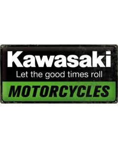 Nostalgic-Art Long Sign Kawasaki Motorcycles 25 x 50cm 25x50x0.3cm