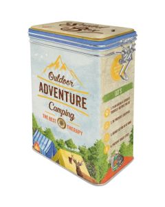 Nostalgic-Art Clip Top Storage Tin Outdoor Camping Adventure 7.5x11x17.5cm