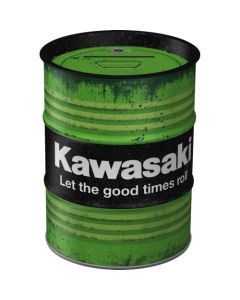 Nostalgic-Art Money Box Oil Barrel Kawasaki Let The 9.3x9.3x11.5cm