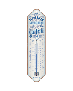 Nostalgic-Art Thermometer Fisherman Catch 28x6.5x2cm