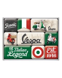 Nostalgic-Art 9pc Magnet Set Vespa Italian Legend 7x9.3x2cm