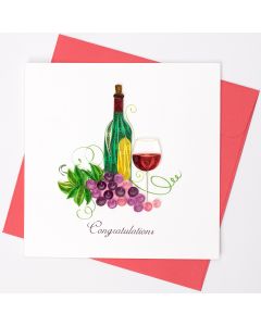 Quilled Greeting Card Congratulations - Wine and Grapes 15x15cm