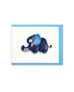 Quilled Mini Greeting Card Baby Elephant - Blue 8.5x6.4cm